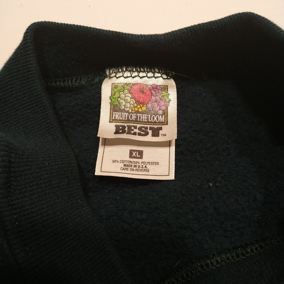'90s vintage fruit of the loom blank sweatshirt XL USA Made measurement green - Picture 3 of 7